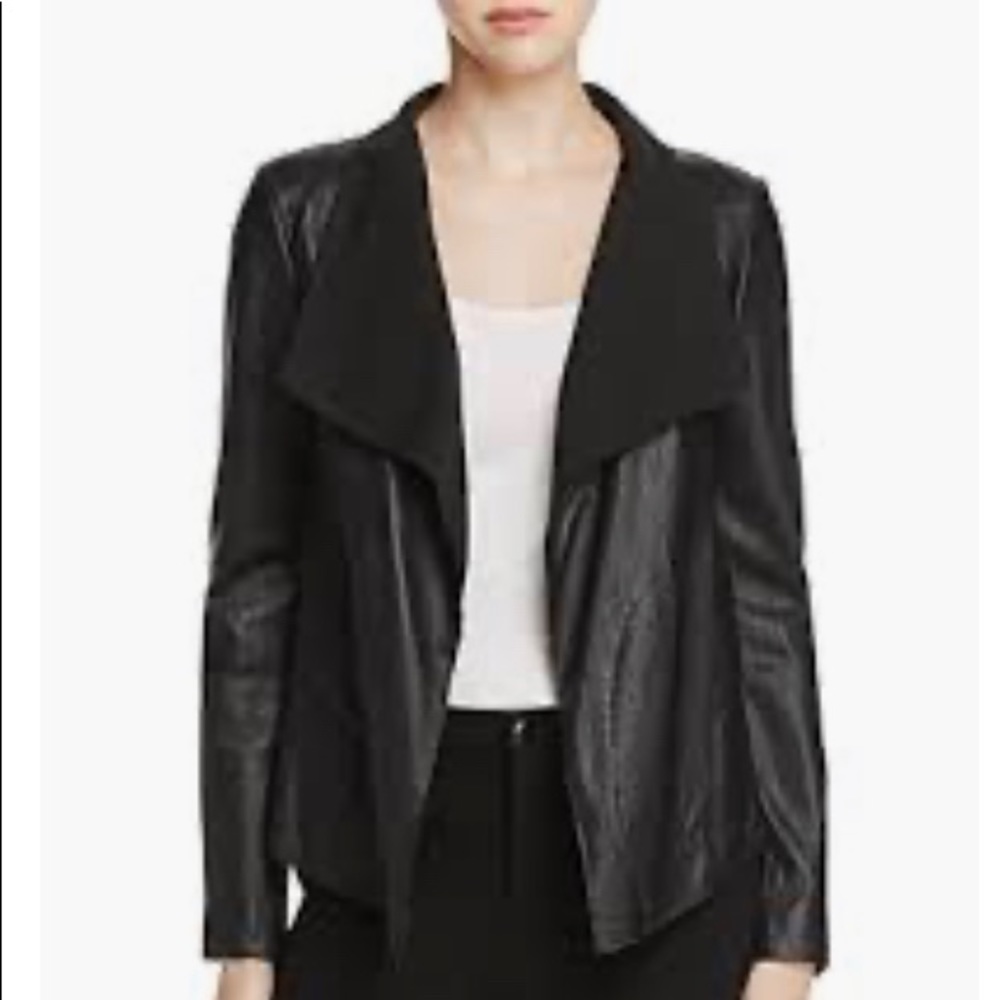 Donna Karan open leather jacket